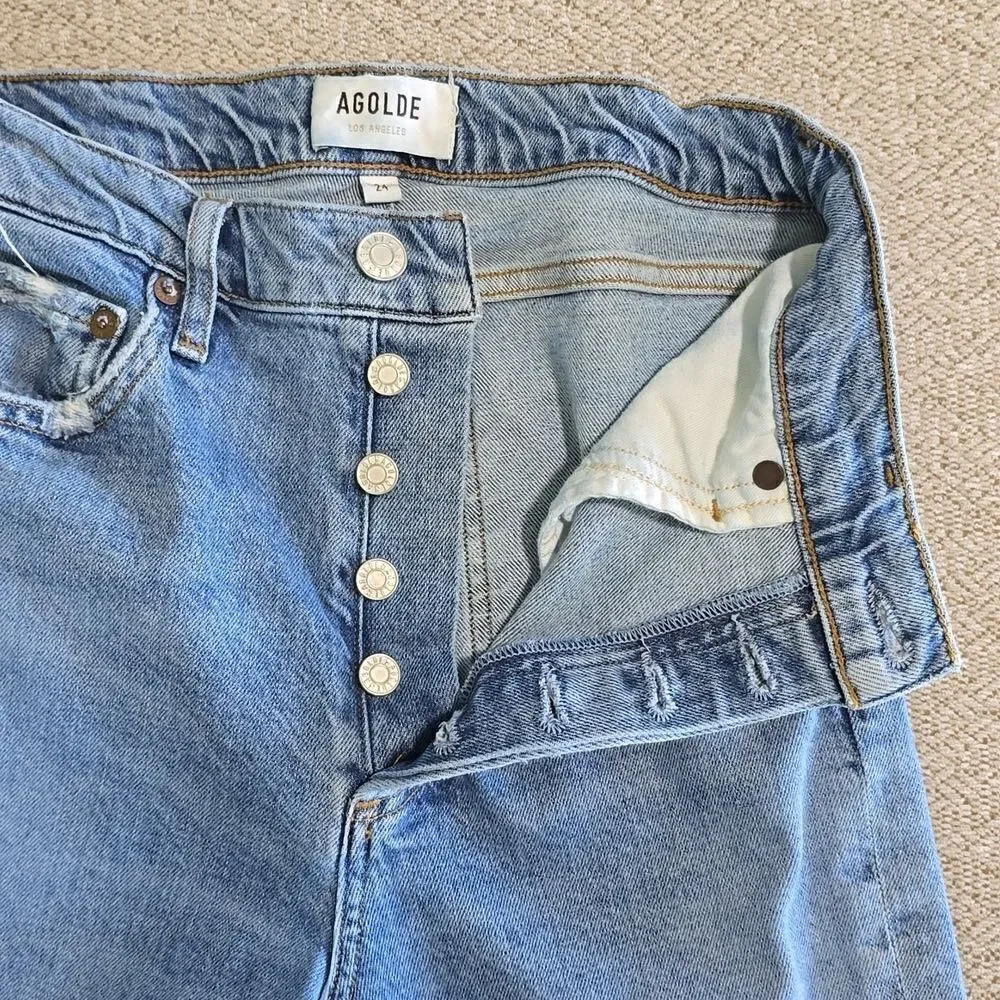 Agolde Nico High Rise Slim A093D-3002 Distressed Button fly Jeans - Size 24